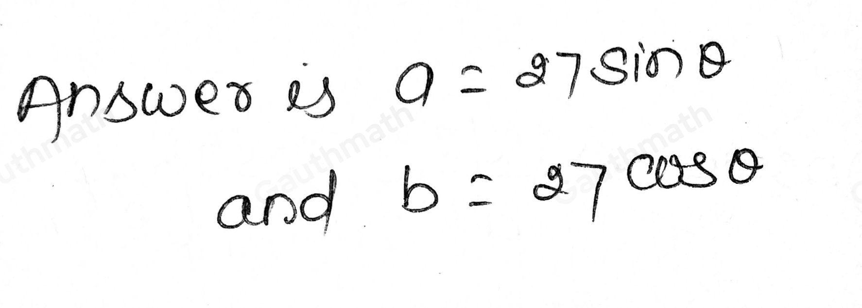 Express the lengths a and b in the figure in terms of θ. i a =square b =square