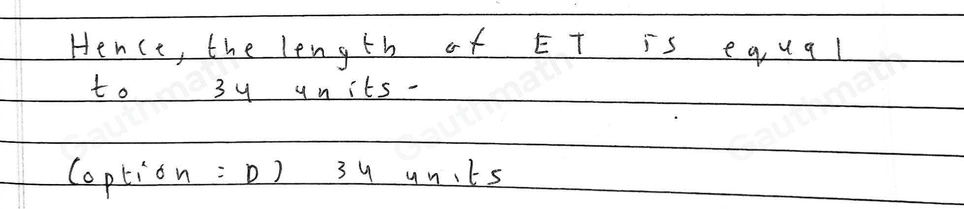 TREC is a rectangle. What is the length of overline ET 10 units 17 units 20 units 34 units