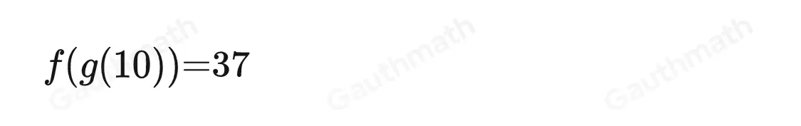 If fx=x2+1 and gx=x-4 , which value is equivalent to f ° g10 37 97 126 606