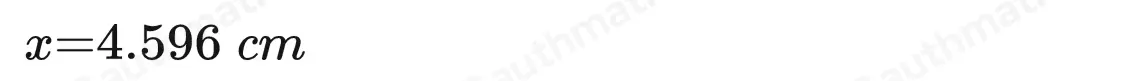 What is the approximate value of x? Round to the nearest tenth 3.1 cm 3.9 cm 4.6 cm 5.4 cm