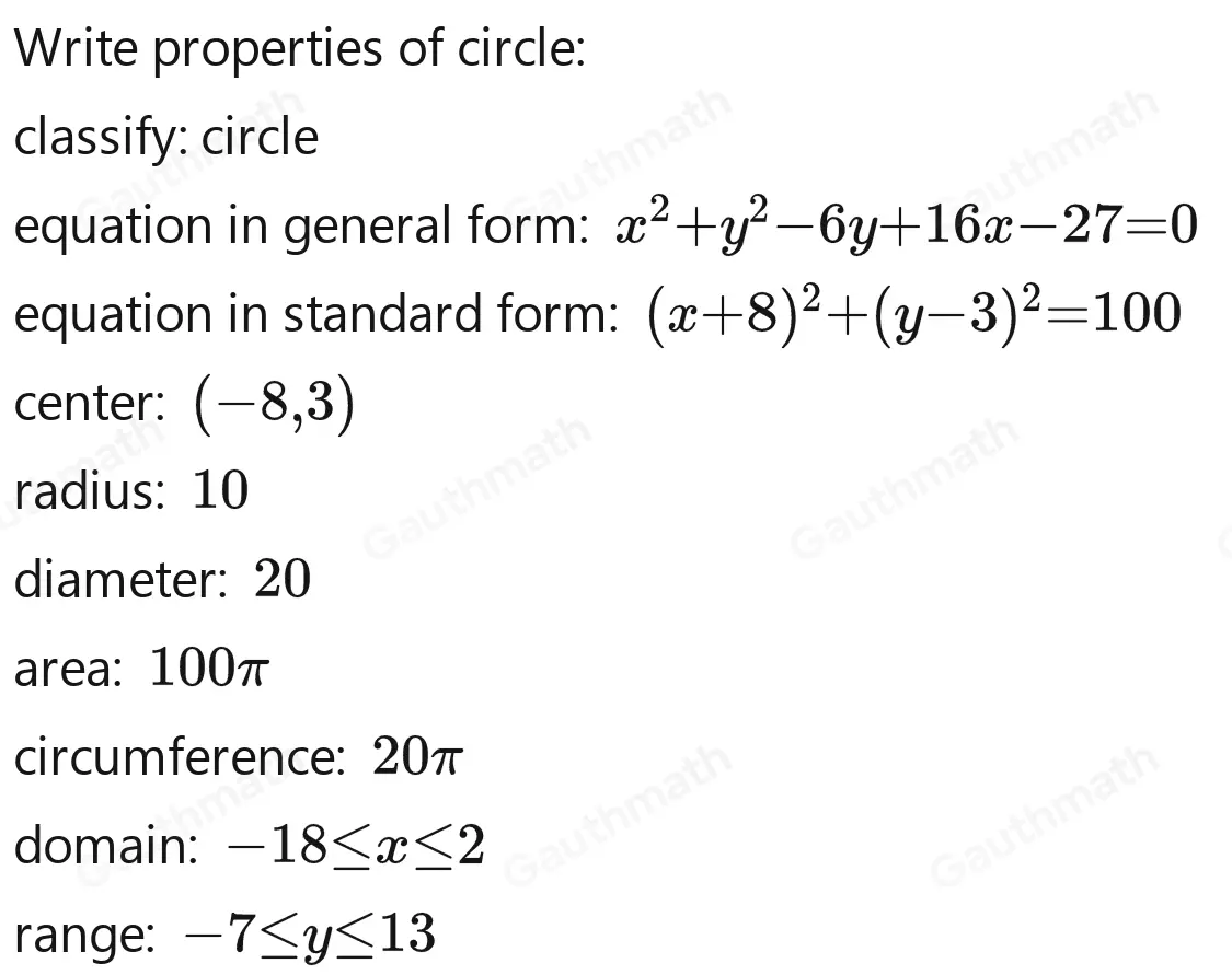 A circle is represented by the equation below: x+82+y-32=100 Which statement is true? The circle is centered at -8,3 and has a radius of 20. The circle is centered at 8,-3 and has a diameter of 20. The circle is centered at 8,-3 and has a radius of 20 The circle is centered at -8,3 and has a diameter of 20.