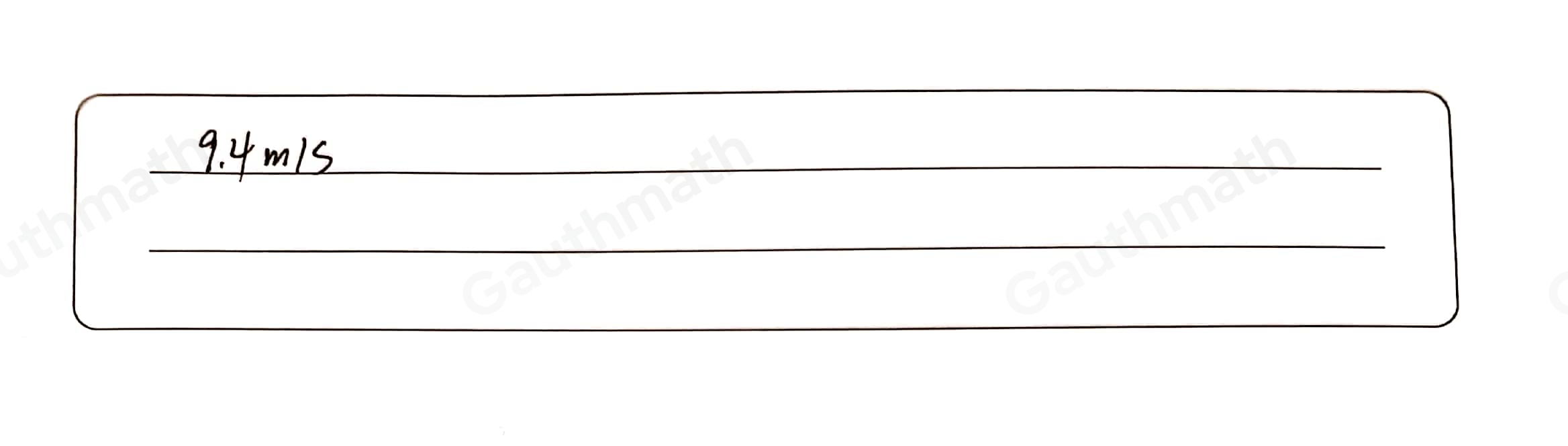 A boat is traveling east across a river that is 112 meters wide at 8 meters per second. If the river has a northward current of 5 meters per second, what is the resultant speed of the motorboat rounded to the nearest tenth? 3.0 m/s 9.4 m/s 8.6 m/s x 13.0 m/s + =