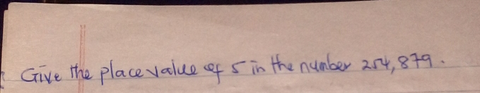 Give the place value of 5 in the number 254, 879.