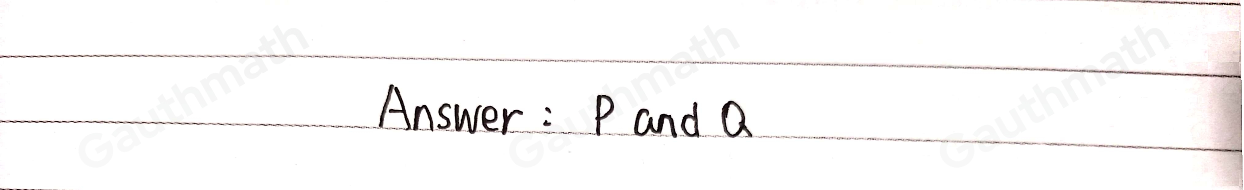 The line of best fit for the scatterplot below passes through which pair of points? Pand Q Pand T Rand Q Sand Q