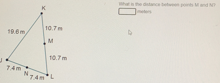 What is the distance between points M and N? meters