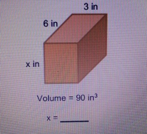 3 in Volume=90 in3 x=underline